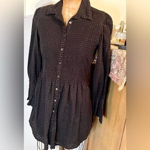Double D Ranch Black Smocked Top